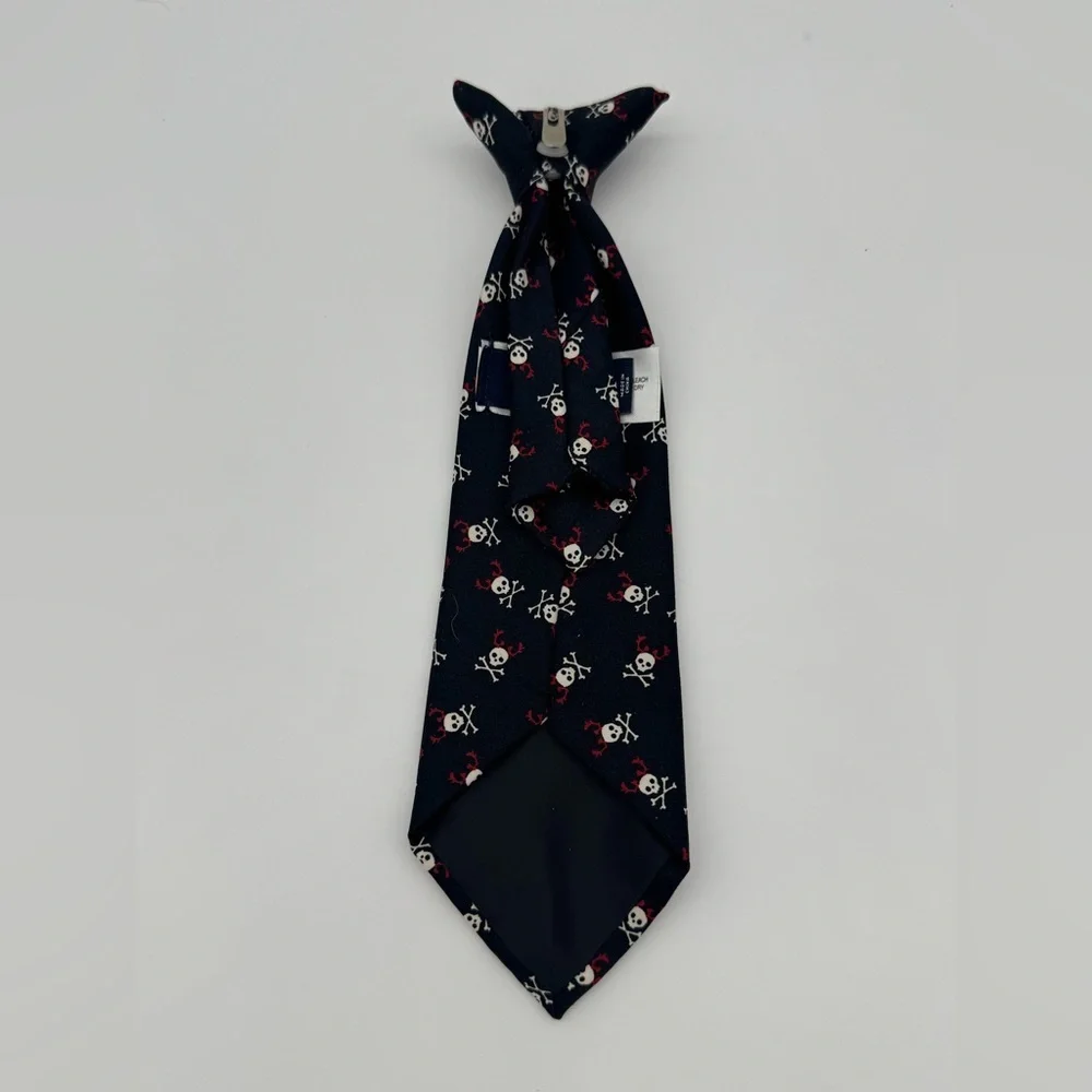 Baby Gap clip on neck tie fun skeleton pattern black formal dressy